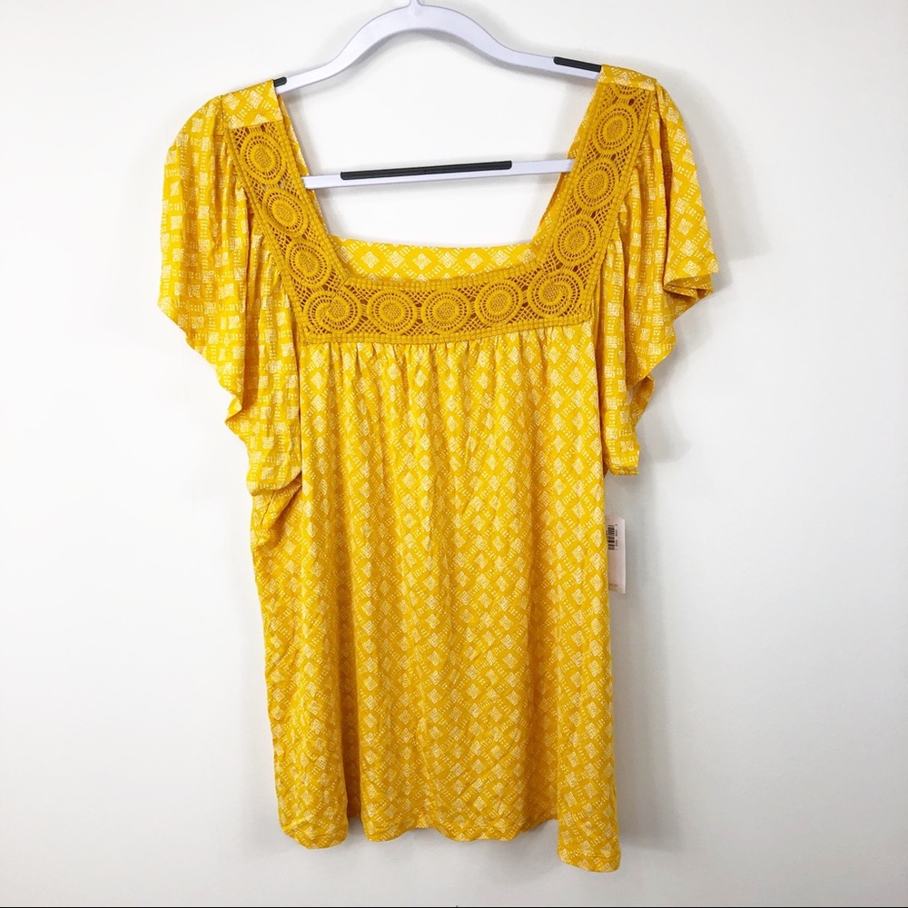 Old Navy mustard square neck cap sleeve top xl‎